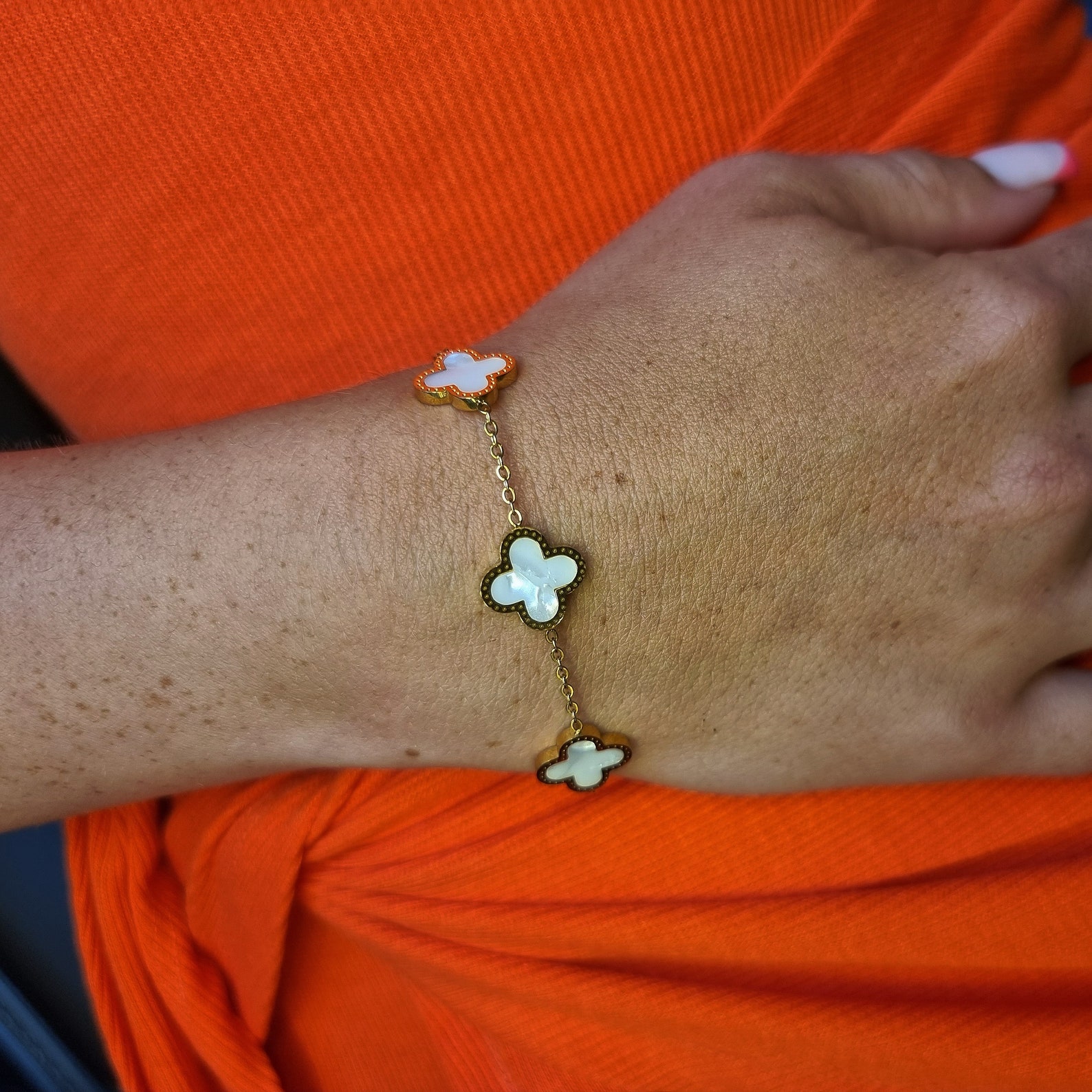 Lucky Four-Leaf Clover Bangle Set of 5