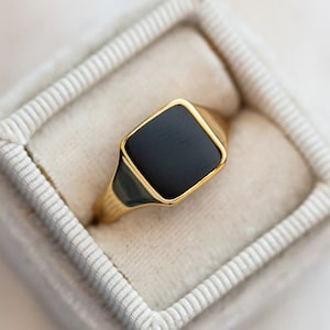 Natural Black Onyx Men's Ring, Signet Ring, 14k Gold Ring, Anniversary Ring, Wedding Ring, Gift For Him, Vintage Ring, Men Ring, Men's Gift