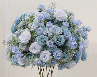 Sky Blue Rose wedding decor Big Flower Centrepiece, Bridal Wedding Reception Silk Rose arrangement Flower Ball Rose Floral Bouquet