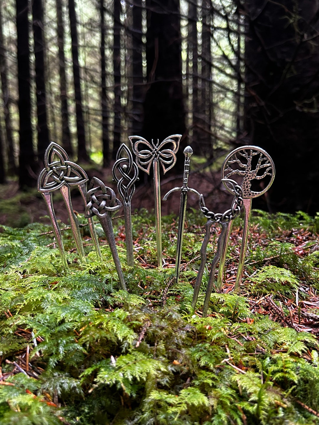 The Gaelic Collection, Celtic and Viking Style Hair Sticks for Vintage, Witchy, Warrior, Medieval Aesthetic