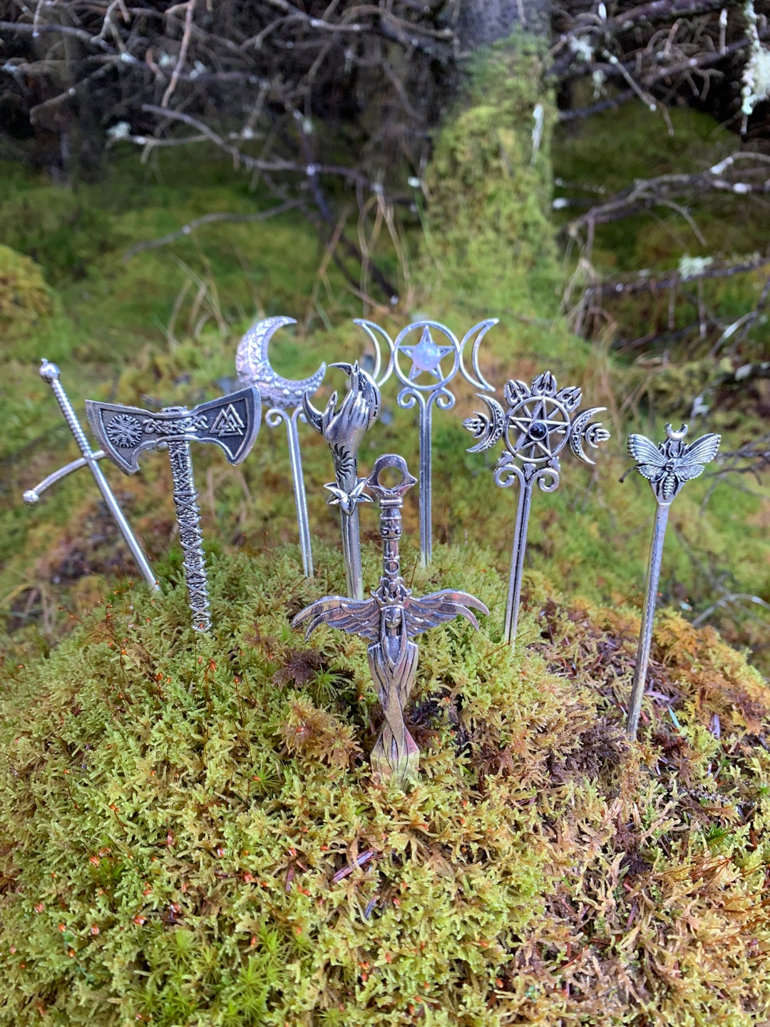 Pagan, Celtic and Viking Style Hair Sticks for Vintage, Witchy, Warrior