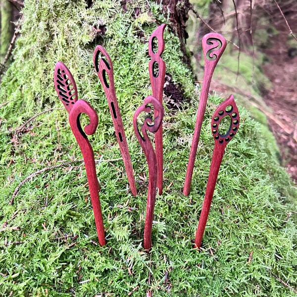 Beautiful, Elegant Wooden Hair Sticks for Viking, Witchy, Pagan, Nordic, Celtic Aesthetic. Sent from the Isle of Mull