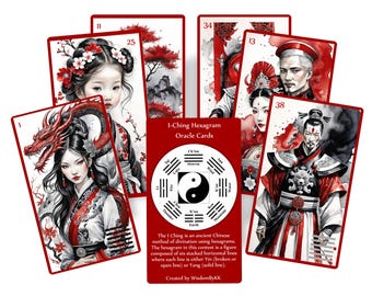 I-Ching Hexagram-orakelkaarten: waarzeggerijkaarten met 64 kaarten + gids met QR-codes