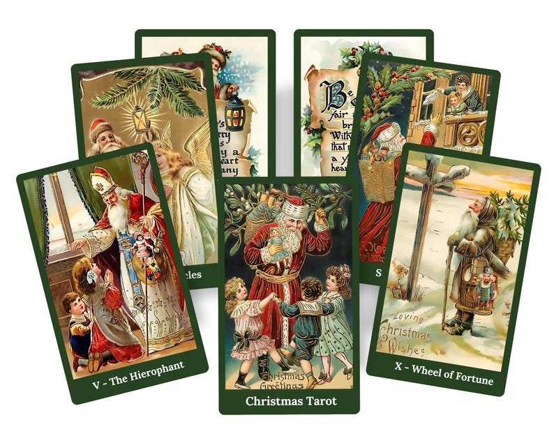 Christmas Tarot deck. Vintage tarot cards image 1