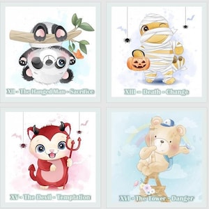 Baraja de tarot de animales. Cartas de tarot con ilustraciones de animales en acuarela