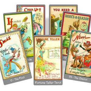 Comic Tarot deck. Vintage fortune teller tarot cards