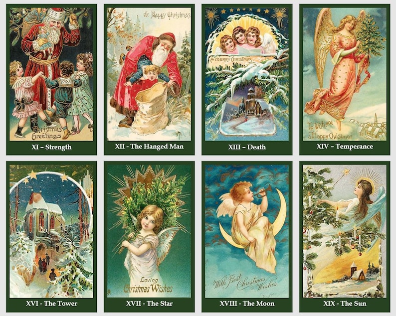 Christmas Tarot deck. Vintage tarot cards image 5