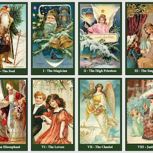 Weihnachts-Tarot-Deck. Vintage Tarotkarten