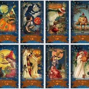 Baraja de oráculo de Halloween Lenormand. Oráculo del truco o trato