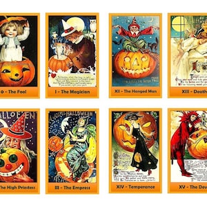 Jeu de tarot d'Halloween. Cartes de tarot anciennes