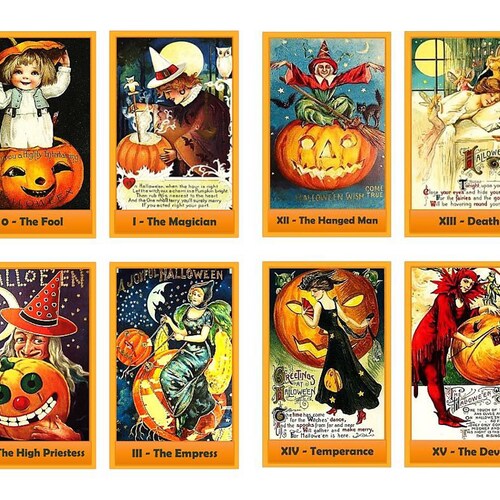 Halloween Tarot Deck. Vintage Tarot Cards Etsy