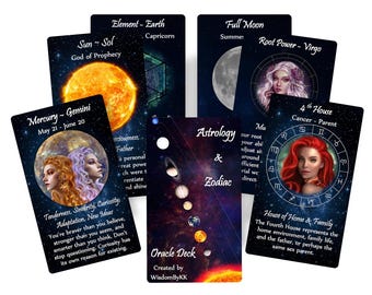 Astrology and Zodiac oracle deck. Horoscope oracle