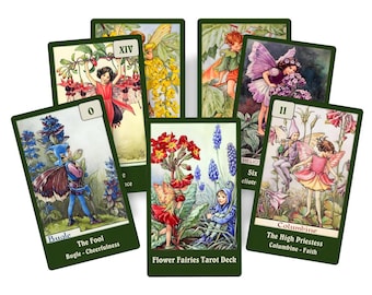 Flower Fairies Tarot deck. Vintage art tarot cards
