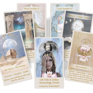 Baraja de oráculo de numerología y astrología.