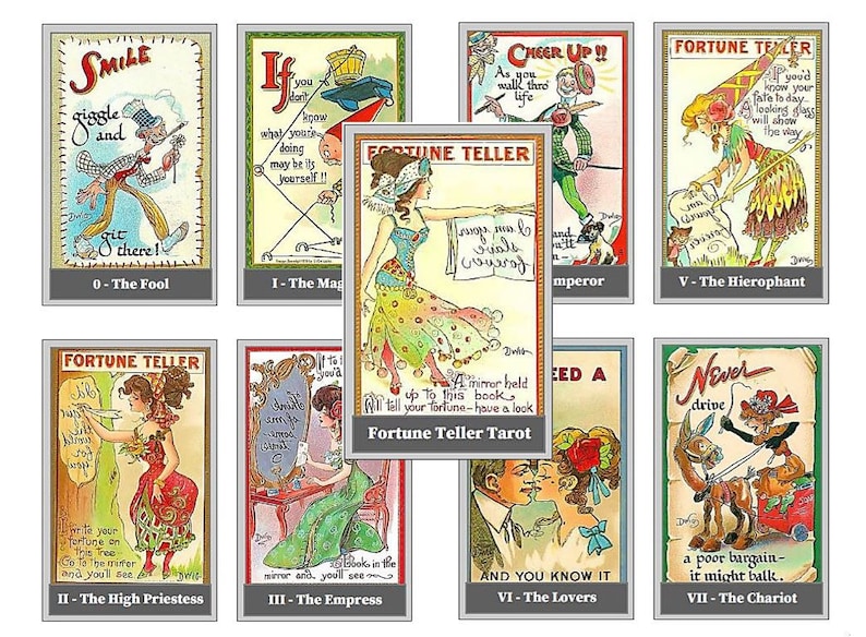 Comic Tarot Deck. Vintage Fortune Teller Tarot Cards Etsy