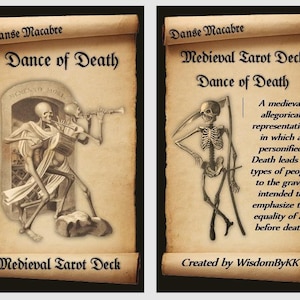 Totentanz Tarot Deck. Antike Illustrationen Tarotkarten