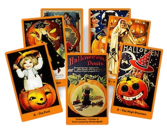 Halloween Tarot Deck. Vintage Tarotkarten