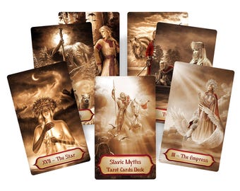 Slavic Myths Tarot Deck, Handmade Fortune Telling Cards