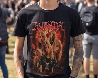 Custom 90s Bootleg T-Shirt: Black Metal Font, Personalized Photo