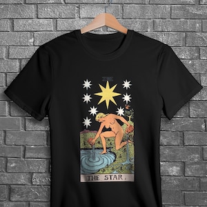 Maglietta con la carta dei tarocchi della stella, maglietta con la carta dei tarocchi, maglietta gotica, stile occulto, maglietta unisex in jersey, abbigliamento alternativo, maglietta da strega, maglietta super morbida