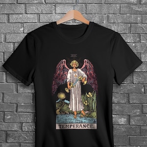 T-shirt tarot, chemise tarot tempérance, T-shirt carte de tarot, chemise gothique, style occulte, style alternatif, t-shirt sorcière, cadeau pour un ami