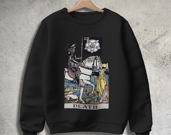 Dood Tarotkaart Sweatshirt | Gotische Occulte Trui met Ronde Hals
