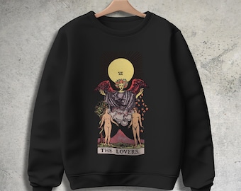 The Lovers Tarot Card Sweatshirt | Tarot Card Sweatshirt | Gothic Sweater | Occult Style | Alt Style | Witchy Sweatshirt |  Crewneck Swea