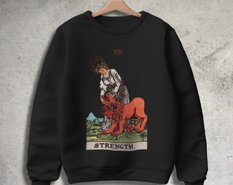 Strength Tarot Card Sweatshirt: Gothic Occult Crewneck