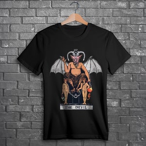 Duivel tarotshirt, duivel t-shirt, tarot t-shirt, tarot shirt, gotisch t-shirt, heksen t-shirt, de duivel tarot, t-shirt voor vrouwen trendy