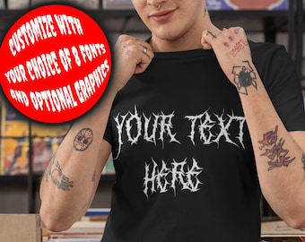 Custom Metal Shirt, Custom Death Metal Shirt, Heavy Metal Geschenk, Metal Schrift Shirt, Rocker Shirt, Custom Band Tshirt, personalisierte Shirt Geschenk