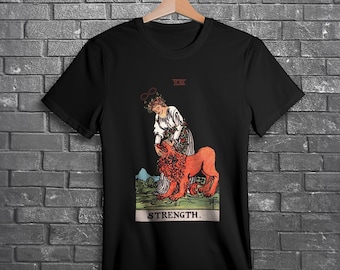 Strength Tarot Card T-Shirt: Unisex Occult Style Tee