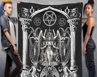 Gothic Baphomet Blanket: Spooky Satanic Home Decor