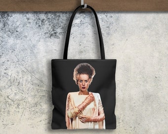 Bride of Frankenstein, Cute tote bag, vintage horror, horror movie bag, frankenstein tote, bag for her, halloween tote bag