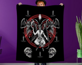 Gothic Baphomet Blanket: Spooky Goth Home Decor