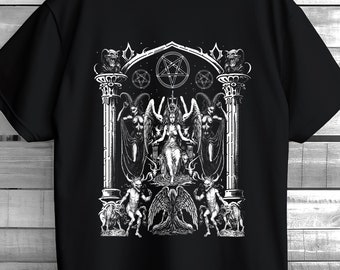 Gothic Baphomet T-Shirt: Occult Satanic Imagery