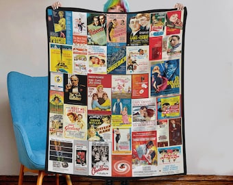 Classic Movie Poster Collage Blanket: Film Fan Gift