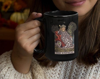 Empress Tarot Card Mug | Tarot Card Black Mug |15oz Coffee Cup | Occult Tarot Card Mug | Witchy Mug | Large Coffee Mug