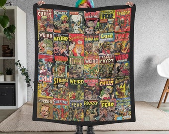 Retro Comic Book Throw Blanket: Vintage Superhero Art