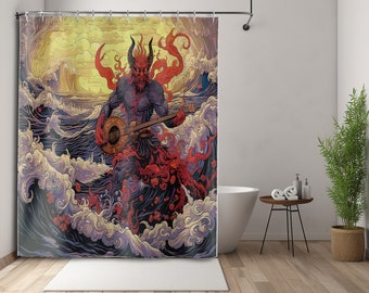 Goth Shower Curtain, Gothic Home Decor, Art Shower Curtain, Cool Shower Curtain, Fall Shower Curtain, Horror Gift, Bath Decor, Devil Decor
