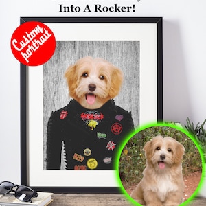 Custom Pet Portrait: Rockstar Dog or Cat Art Print