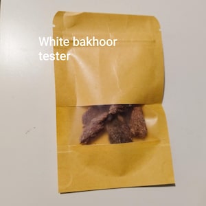 White Oud bakhoor incense tester.