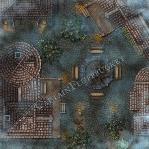 Gevechtskaart Warehouse District voor Dungeons and Dragons. (VTT, digitale kaart, 40 x 40)
