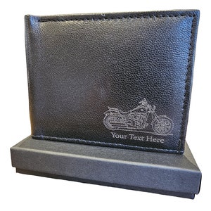 Harley Davidson Chopper Personalised Wallet. Available personalised on the front and inside with gift box.