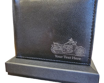 Harley Davidson Chopper Personalised Wallet. Available personalised on the front and inside with gift box.