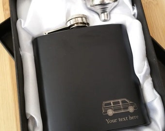 T4 Campervan Edelstahl Flachmann mit Geschenkbox