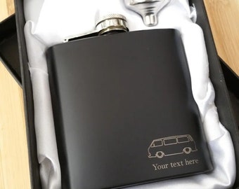 T25 Campervan Edelstahl Flachmann mit Geschenkbox