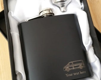 T5 Campervan Edelstahl Flachmann mit Geschenkbox
