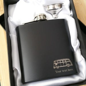 T1 T2 Campervan Stainless Steel Hip Flask With Gift Box