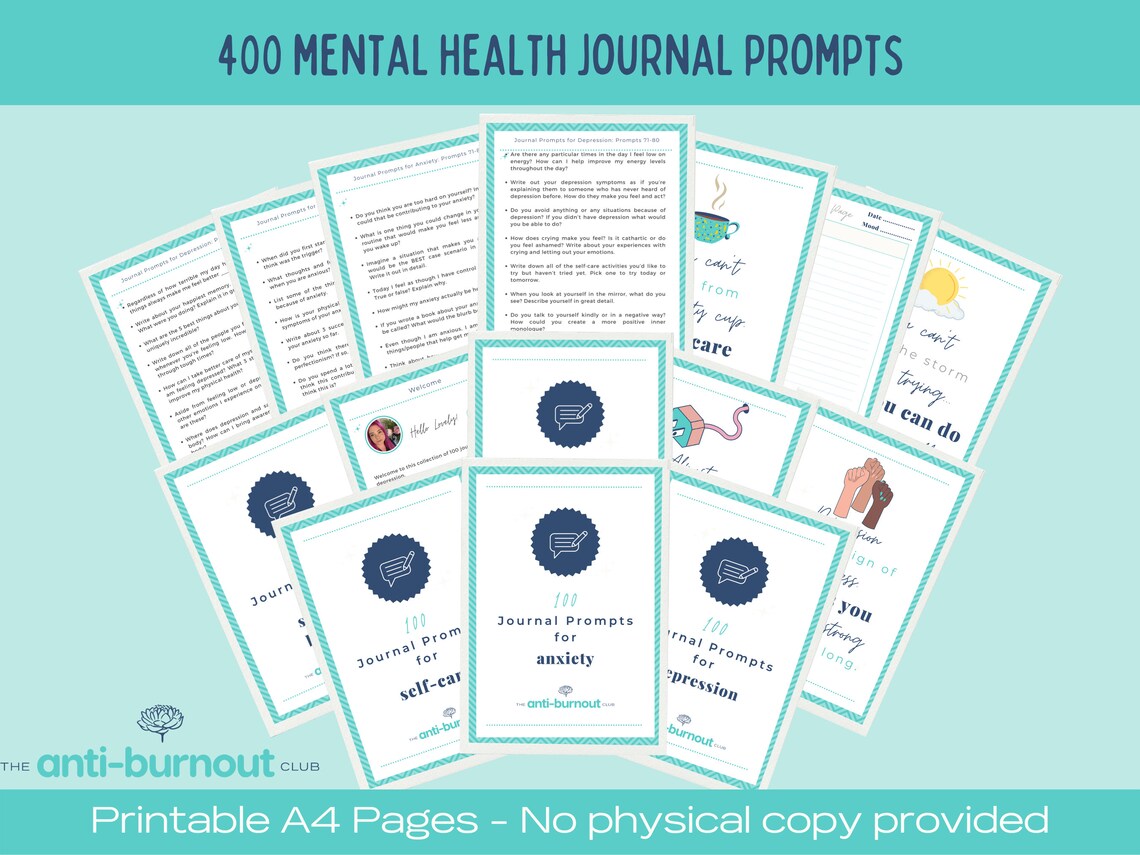 Mental Health Journal Prompts Bundle Over 365 Journal - Etsy UK
