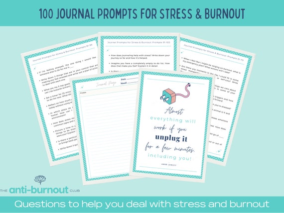 100 Journal Prompts for Stress and Burnout Printable Journal - Etsy
